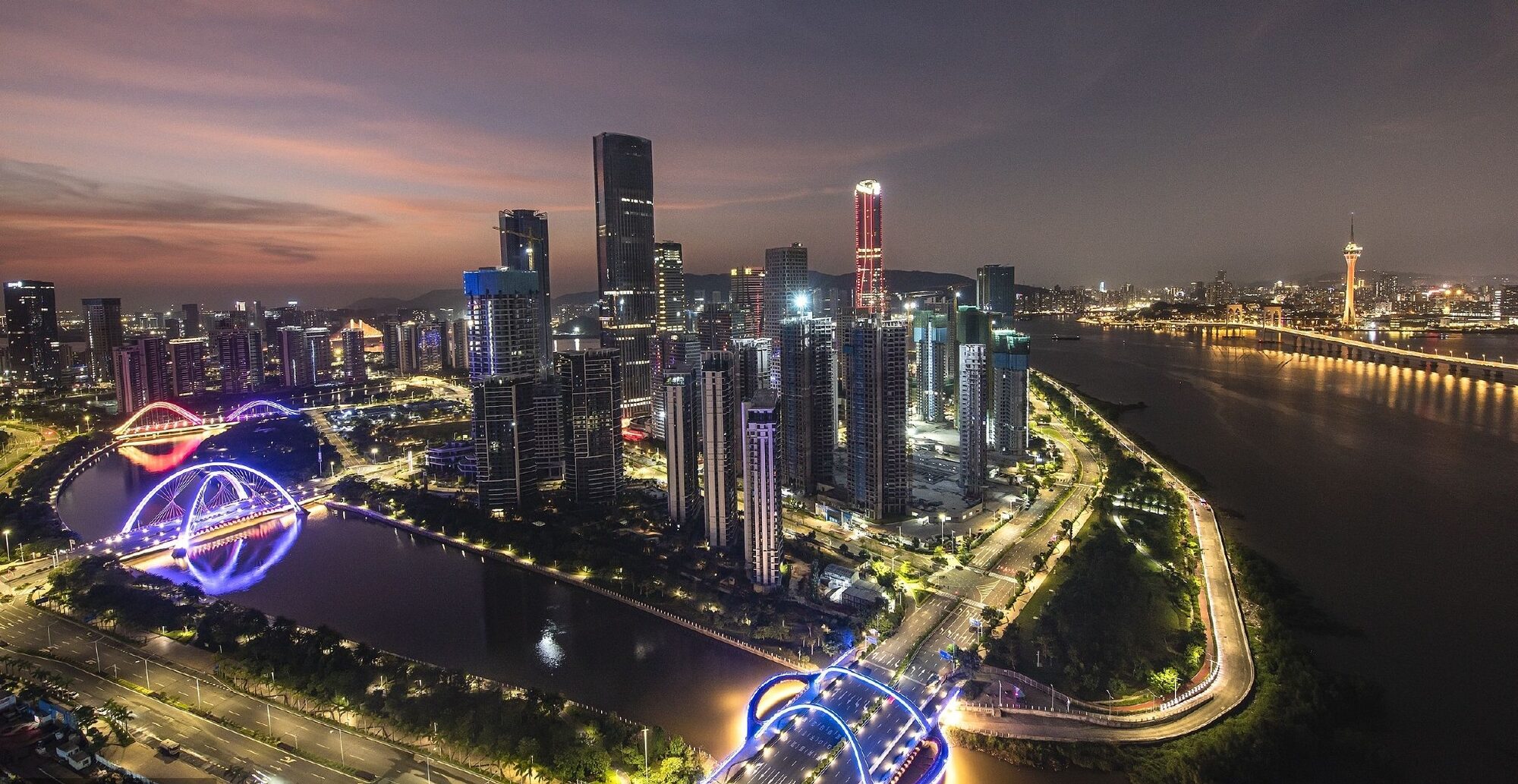 Hengqin skyline at night
